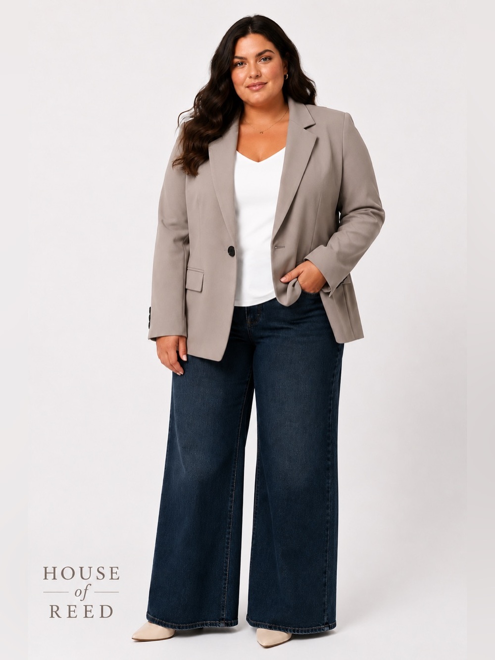 NWT Spanx Carefree Crepe Blazer 3X Taupe Stretch Career Office Jacket Plus Size